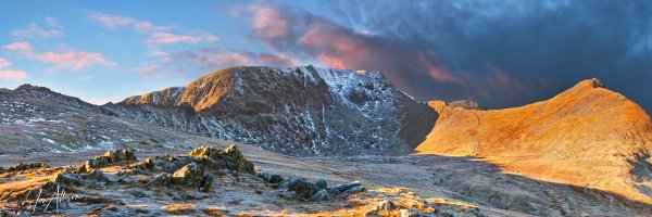 An awesome result gained from a pre dawn start from Glenridding. Here we have first light gracing Helvellyn, with Striding Edge to the left and Swirral Edge and Catstycam to the right.